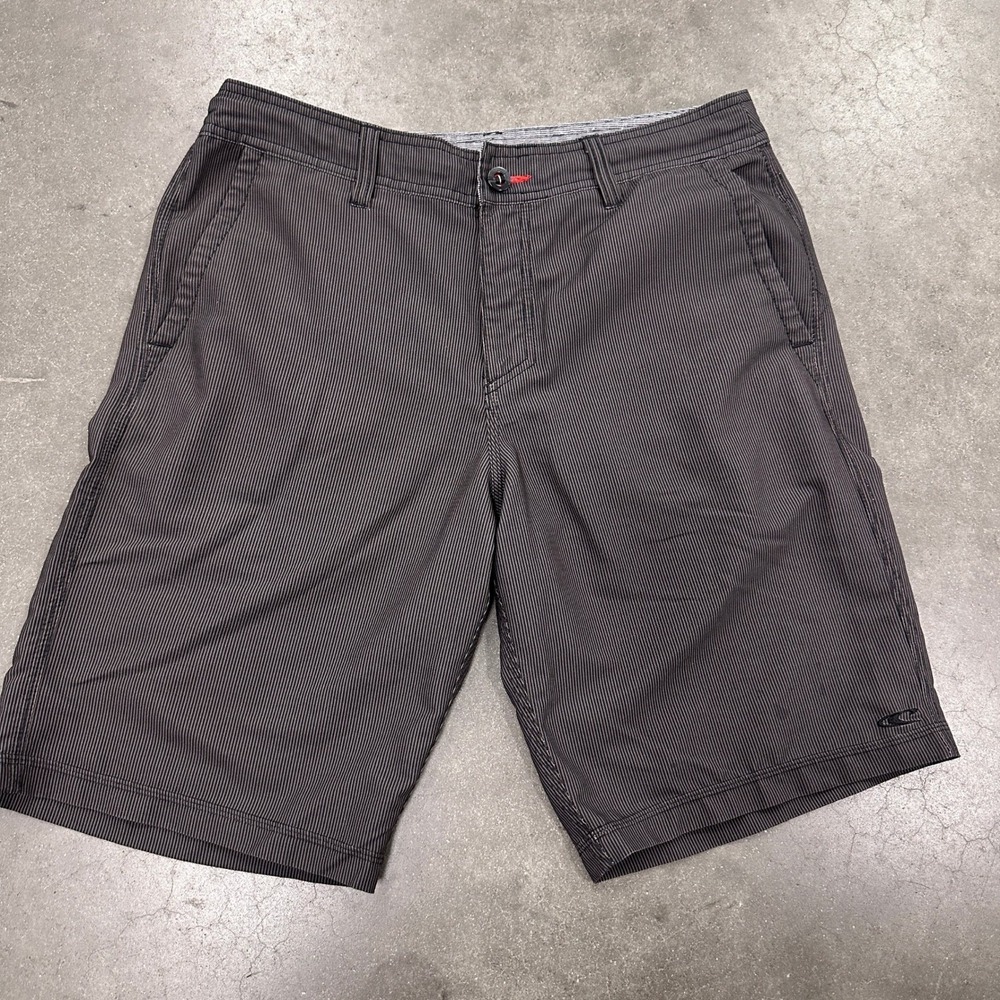 O'Neill Mens Hybrid Shorts Gray Pinstripe Stretch Boardshorts Size 32